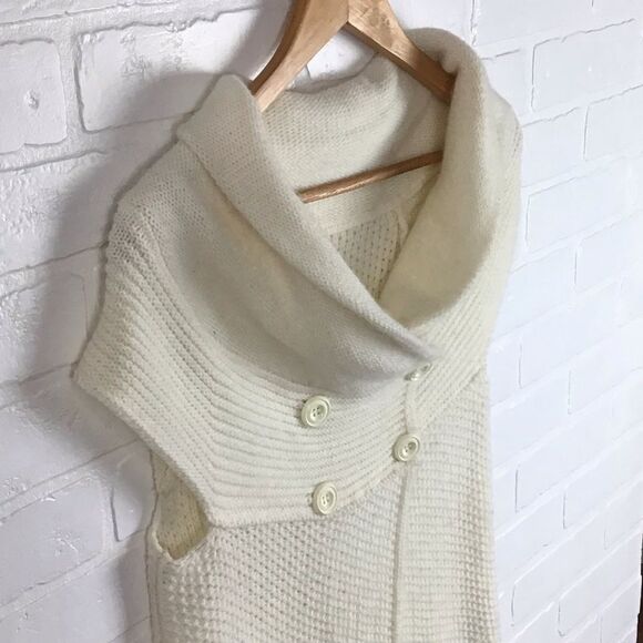 𝅺MOHAIR wool & mohair blend sweater cardigan knit double brest sleeveless - Picture 5 of 16